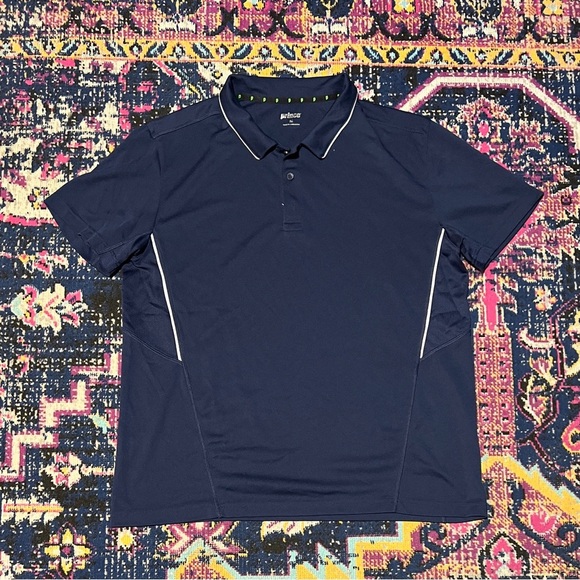 Prince Polo Shirt Mens Large‎ Blue Polyester Blend Breathable Performance Active - Picture 1 of 1